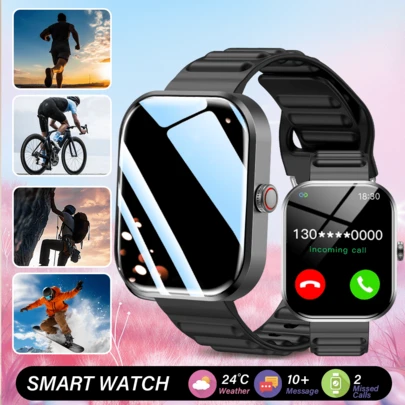 Laxasfit 2.01-Inch Full Screen Touchscreen Smart Watch, Suitable For Men And Women, With Call Tracking, Pedometer, Calorie Counter, Multiple Sports Modes, Distance Tracking, Call And Sedentary Reminders. This Multifunctional Smart Watch Can Wirelessly Connect To Android Phones.