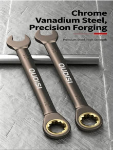 Chrome Vanadium Steel Combination Ratchet Wrench Set - Dual-Function, Quick Release, Open-End & Box-End Spanner Tools For Home & Automotive Repair - Adjustable Head Ratchet Wrench - View 9
