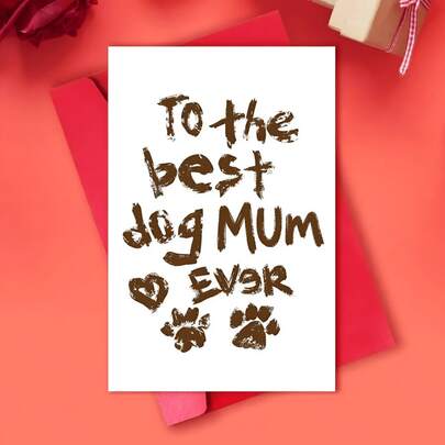 1pc Funny Dog Mom Card, Dog Dad Card, Joyful Humorous Cute, Birthday Card, Mother's Day Card, Father's Day Card, Perfect Gift For The Best Mom And Dad For Pet Lovers, Suitable For Birthday And Thank You Notes, Father's Day Card