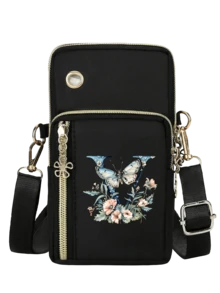 Bolso bandolera mini de moda minimalista con estampado floral degradado verde y letras A-Z, accesorio de moda y práctico para actividades al aire libre, bolso mini para teléfono, bolso de muñeca, bolso multicapa, monedero para mujer, útiles escolares, bolso minimalista, bolso bandolera multifuncional, adecuado para exteriores y oficina - Multicolor - Ver 37