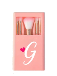 1 Set de Brochas de Maquillaje Portátil con Espejo y Cerdas Suaves, Patrón de Corazón Rosa, Caja para Set de Brochas de Maquillaje, Brocha de Maquillaje Multifuncional con Caja de Espejo, Bolígrafo de Maquillaje Multifuncional Miniatura, Brocha de Maquillaje para Base - Multicolor - Ver 20