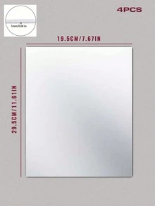 4pcs PMMA Mirror Wall Stickers, Classic Square Room Decor Stickers Suitable For Home Use - Silver - View 17