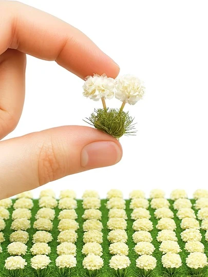 7pcs/Set Miniature Flower Bouquet Decor Set, Suitable For Micro Landscape Decoration, Mini Artificial Flower Clusters, Fairy Garden, Model Train Scenes, Small Resin Floral, DIY Crafts, Toy House Garden Decor, Creative Micro Scene Accessories