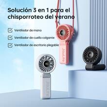 JISULIFE Life7,2024 Ventilador portátil potente con indicador LED, 19,5 horas máximo, 5000 mAh, 3 en 1, ventilador de mano/escritorio/cuello, mini ventilador para viajes - Soporte de Mano - Ver 8