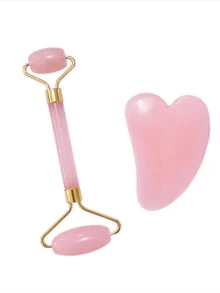 2pcs Face Gua Sha Massage Tool Set: 1 Double-Head Massage Roller, 1 Heart-Shaped Gua Sha Board, Facial Massage To Reduce Puffiness, Soothe And Lift Skin, Revitalize Complexion, Beauty, Skincare, Spa, Self-Care, Skincare Tools, Facial Care, Beautician Supplies, Massage, Facial Massage Tools, Facial Roller - Multicolor - View 8