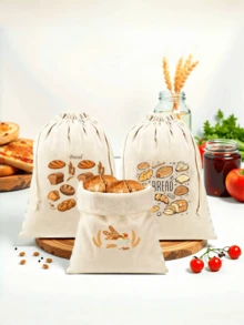 3Pcs Bread Bag Linen Bread Bags For Homemade Bread Container, 15.7 *11.8 Inches Unbleached & Reusable Bread Storage, Natural Large Storage For Artisan Bread - View 9