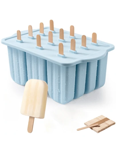 1pc Reusable Silicone Ice Pop Mold, Includes Ice Pop Sticks, Easy Release, Suitable For Homemade Ice Pops, DIY Ice Pop Mold, Ice Cream Mold, Summer Ice Cream Making