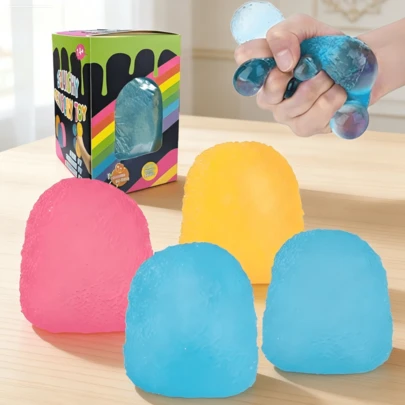 1个柔软挤压玩具：柔软可捏的减压球，采用鲜艳的软糖设计，缓慢回弹功能有助于缓解焦虑，非常适合作为桌面玩具和感官游戏。