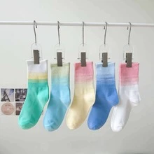5 Pairs Mixed Color Tie-Dye Gradient Mid-Calf Socks, Sports Socks For Men - Multicolor - View 1