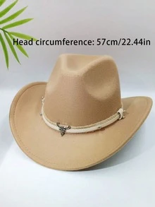 男女款西部牛仔帽，经典卷边羊毛帽，带扣带 - 彩色 - 查看 13