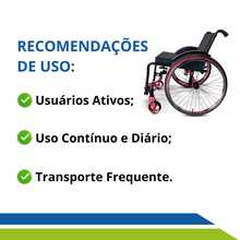 Cadeira de Rodas Monobloco Alumínio Leve Reclinável até 120kg Fácil de Transportar - Visão 3