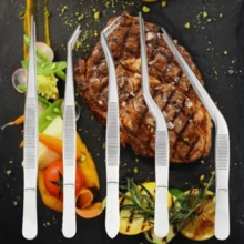 5pcs Stainless Steel Cooking Tweezers Set, Mini Tongs, Professional Chef Tweezers For Cooking, Repairing, Seafood, Grilling, Multi-Purpose Kitchen Tools - Silver - View 1