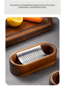 1PC Stainless Steel Cheese Grater With Acacia Wood Storage Box, Cheese Grating Tool, Shredder, Slicer - Multicolor - View 9