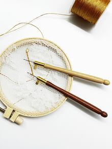 French Embroidery Crochet Hook Set, 3 Interchangeable Reverse Embroidery Hooks, Elegant Handmade Tools, Suitable For Sequin Bead Embroidery, 3D Floral Embroidery, Wall Decor And Handmade Gift Making - French Crochet - View 2