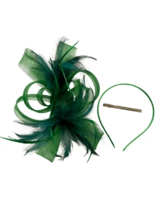 1 pezzo Cappello vintage da donna stile anni '20, '30, '50, affascinante, con fascinator e velo floreale, adatto per matrimoni, tè pomeridiani, estate, spiaggia - Verde - Visualizzare 3