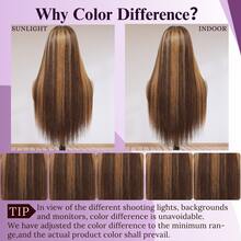 26英寸即戴即用无胶渐变色假发，13x4蕾丝前额假发，透明5*5蕾丝封顶，#4/27挑染假发，直发假发，真人前额发丝，高清蕾丝前额假发，预先拔毛，带婴儿发，200%密度，无胶混纺假发，适合女性日常佩戴 - SP4/27 - 查看 10