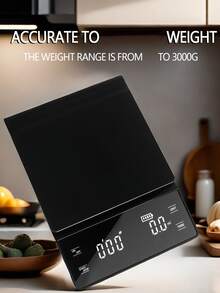 1个黑色时尚电子咖啡秤 - 意式浓缩咖啡滴滤秤、烘焙厨房秤、3000克/6.6磅版本，需要3节AAA电池（不含电池） - 彩色 - 查看 9