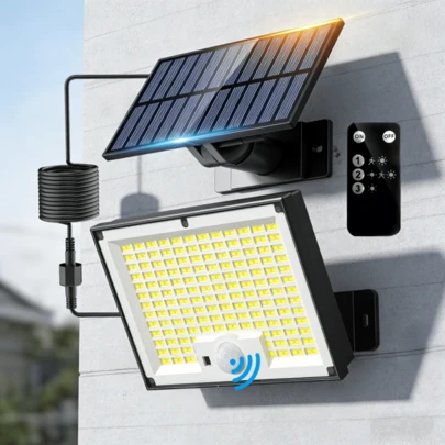 282 LED Solar Split Light Outdoor Garden Wall Lamp Separate Solar Panel IP65 For Yard Patio Driveway Street Decoration​