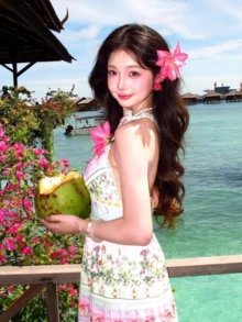 2 chiếc kẹp tóc hình hoa ly hồng, kiểu dáng tự nhiên, phụ kiện tóc hoa giả dùng làm đạo cụ chụp ảnh bãi biển, mùa hè, kỳ nghỉ, du lịch. - Màu Hoa hồng đỏ - Xem 3