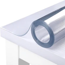 1 pièce Nappe de table transparente de luxe - Épaisseur de 0,25 mm en PVC, résistante aux rayures et à la chaleur, film de protection pour table à manger et table basse - Convient pour la maison, le bureau, l'hôtel - Design carré élégant - Blanc - Voir 3