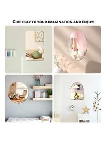 1片椭圆形镜面装饰墙贴，2毫米厚亚克力材质装饰镜面贴纸，适用于卧室、客厅、浴室、厨房。 - 2mm - 查看 3