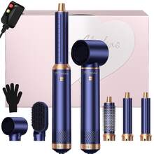 ATOPSKINS 五合一专业造型工具（热风梳+自动卷发棒）| 5个可拆卸可互换刀头 + 3档温度设置 | 自动卷发、波浪/卷曲/直发/顺滑 | 打造蓬松刘海、提升发根、抚平毛躁 - 藍色 - 查看 13