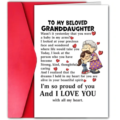 1pc Charming Birthday Card For My Granddaughter Perfect For Family And Friends, Made Of High-Quality Paper, Suitable For Any Occasion