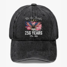 1pc We The People 250 Years Hat 1776-2026 Patriotic USA Anniversary Cap Unisex Vintage Washed Baseball Cap Retro Distressed Dad Hat Soft Adjustable Printed Streetwear Unisex Cap For Men Women - 黑色 - 查看 13