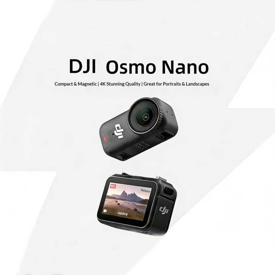 DJI Osmo Nano运动相机,多功能可穿戴相机,适用于Vlog、骑行、跑步、家庭和宠物拍摄,支持4K高清视频,超轻拇指大小,Osmo Nano标准版(64GB,不含存储卡) - 查看 1