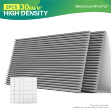 OSITE SKY 1/2 包吸音泡沫楔形垫 - 120x60x5 厘米 | 高密度大尺寸吸音处理板 | 适用于家庭办公室、音乐工作室、广播工作室（黑色/白色/灰色） - 灰色 - 查看 11