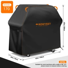 ROWYEET-210D 户外烧烤炉罩，防紫外线烧烤炉罩，带可调节下摆，适用于 Nexgrill、Expert Grill 等品牌，5 种尺寸可选 - 黑色 - 查看 10