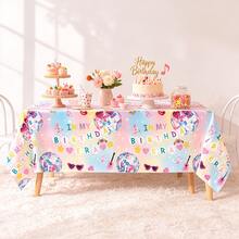 Disco Ball Birthday Party Tablecloth, Pink Gradient Music Themed Plastic Table Cover, In My Birthday Era Party Supplies For Girls Girl, 108x180cm (42.5"X70.9") - Multicolor - View 1