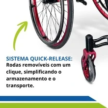 Cadeira de Rodas Monobloco Alumínio Leve Reclinável até 120kg Fácil de Transportar - Visão 5