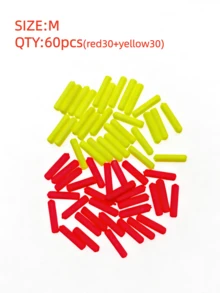 60pcs Mixed Red, Yellow, Green Fishing Float Set, High Visibility Enlarged Beans, Thick Stem Cylindrical Foam Super Light Fishing Floats With Thick Tail, Fishing Accessories - Multicolor - View 10