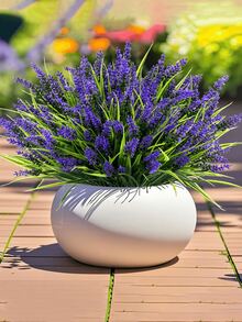 1/5 bông hoa oải hương nhân tạo, cây oải hương giả, cao 37cm/14.57in, chống tia UV, trang trí đám cưới - Màu tím - Xem 4