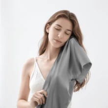 1pc Solid Color Cooling Pillowcase, Minimalist Dirt-Resistant Pillow Cover, Butterfly Neck-Protecting Washable Pillowcase With Hidden Smooth Zipper, Machine Washable - 24.8*16.7inch - Grey - View 6