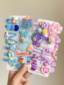 14pcs Princess Hair Clips Set, Bangs Clips, BB Clips, Cute New Hair Accessories - Multicolor - View 2