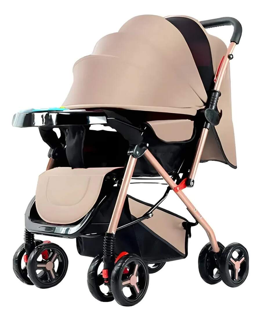 Carreola Para Bebés Niños Ultra Premium Plegable, 3 Colores - Caqui - Ver 1