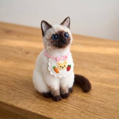 1Set Animal Needle Felting Kit, Felting Kits For Beginners Adult With Step-By-Step Tutorials, Cat DIY Felting Kit, Cute Funny Home Decorative Ornaments, Birthday Valentine's Day And Easter Novelty Gifts