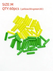 60pcs Mixed Red, Yellow, Green Fishing Float Set, High Visibility Enlarged Beans, Thick Stem Cylindrical Foam Super Light Fishing Floats With Thick Tail, Fishing Accessories - Multicolor - View 12