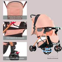 Carreola Para Bebés Niños Ultra Premium Plegable, 3 Colores - Rosa - Ver 4