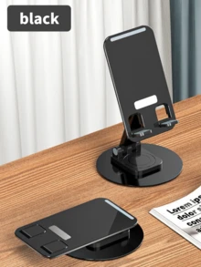 1 pieza Soporte de teléfono de aleación de aluminio giratorio, diseño ergonómico, adecuado para dispositivos móviles y tabletas. Este soporte portátil es muy conveniente para usuarios encorvados y compatible con todos los tipos de teléfonos inteligentes. Accesorios de escritorio de oficina, suministros de oficina, accesorios de oficina - Soporte de disco metálico - Ver 6