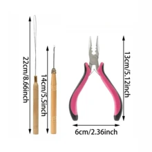 Hair Extension Tools Kit, 3 Pcs Microlinks Beads Tools Pliers Loop Needle Pulling Hook Tool 3-Hole Micro Links Hair Extensions Kit For Micro And Nano Ring Hairs Extensions Or Removal - View 4