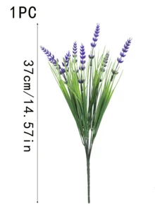 1/5 bông hoa oải hương nhân tạo, cây oải hương giả, cao 37cm/14.57in, chống tia UV, trang trí đám cưới - Màu tím - Xem 9