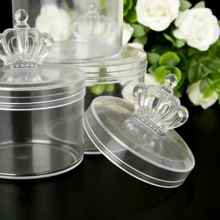 12个装透明糖果盒，带可拆卸塑料皇冠盖，适用于圣诞节、感恩节、新娘送礼会、宴会、成人礼、毕业季、周年纪念日、生日等场合。 - 無色 - 查看 4