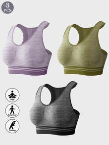 3PCS Bra Rompi Olahraga Wanita Tanpa Jahitan dengan Bantalan Dada yang Dapat Dilepas, Nyaman dan Sederhana untuk Kebugaran, Aktivitas Luar Ruangan, Rumah, dan Pemakaian Sehari-hari - MultiWarna - View 5