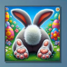 1件套全新可爱兔子主题钻石画套装，5D圆形水晶钻石马赛克DIY工艺品，适合制作手工礼物，装饰客厅、卧室，可用于宰牲节、父亲节、母亲节、婚礼、五一劳动节、复活节、圣诞节、情人节等场合，无框。 - 查看 2