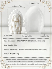 圣母玛利亚祈祷造型蜡烛硅胶模具 - 3D宗教人物 - 适用于手工皂、石膏、树脂 - DIY蜡烛杯装饰 - 耐用模具，适用于家居和婚礼装饰 - 祈禱少女蠟燭模具 - 查看 7