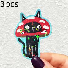 Pegatina de vinilo de mapache tonto | Pegatina de vinilo mate de gato seta | Pegatina de botella de agua de gato negro, divertida y linda, pegatina de vinilo para portátil de un solo uso - vinilo - Ver 18