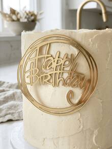 1pc/3pcs/5pcs Cake Decoration Flags, Birthday Cake Decor, Kitchen Baking Supplies, DIY Cake Decorating Items, Party Decorations, Baking Supplies, Baking Decor, Baking Accessories, Cake Supplies, Kitchen Essentials, Holiday Gifts - Gold - View 3